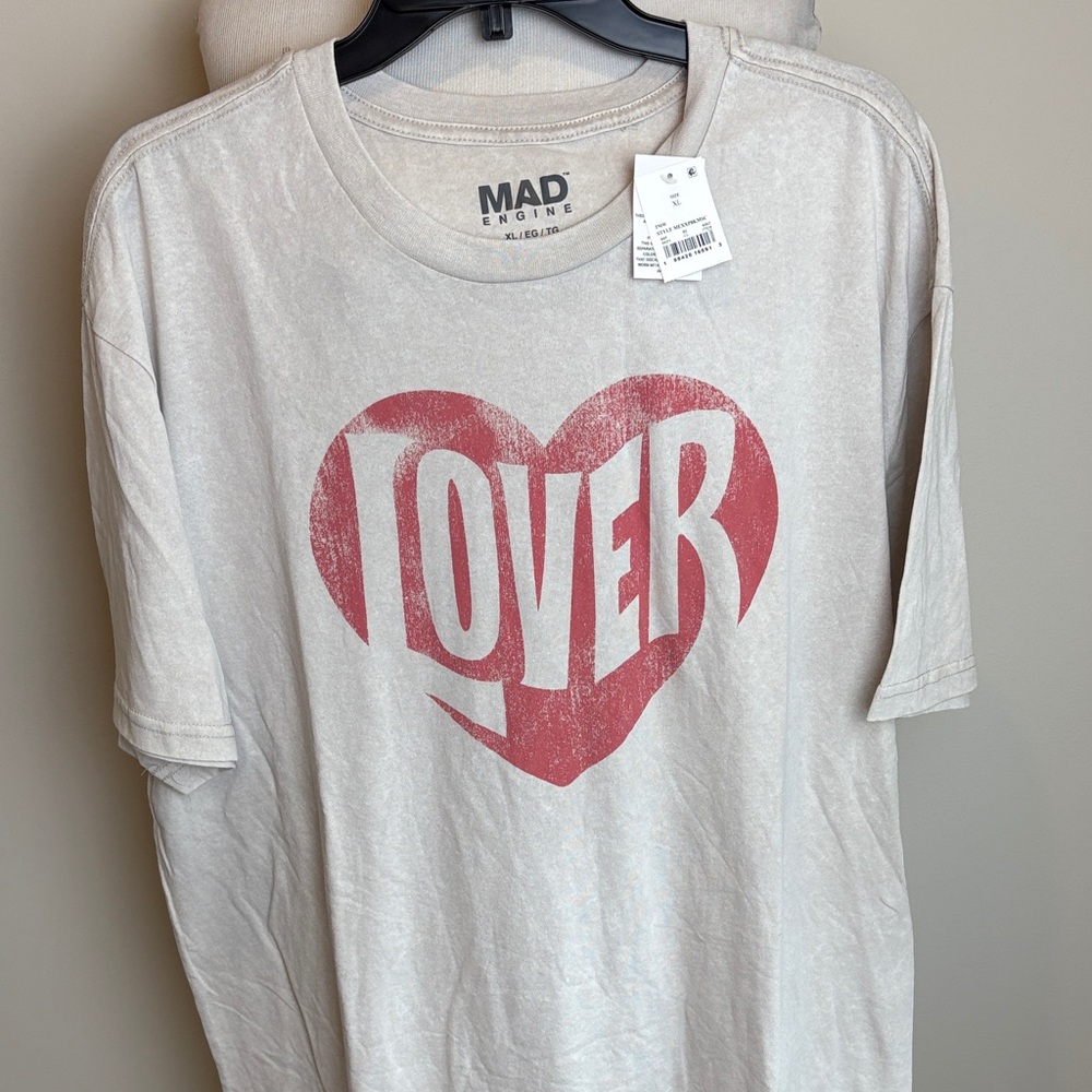 MAD Engine Lover Beige Graphic Tee Shirt Size XL New